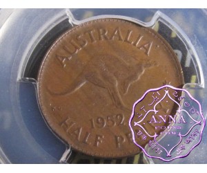 Australia 1952 Halfpenny PCGS AU58